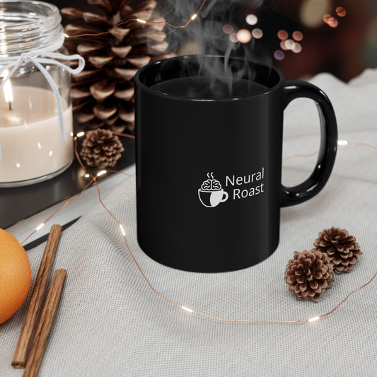 Coffee Mug - Neural Roast Logo Black and White Design